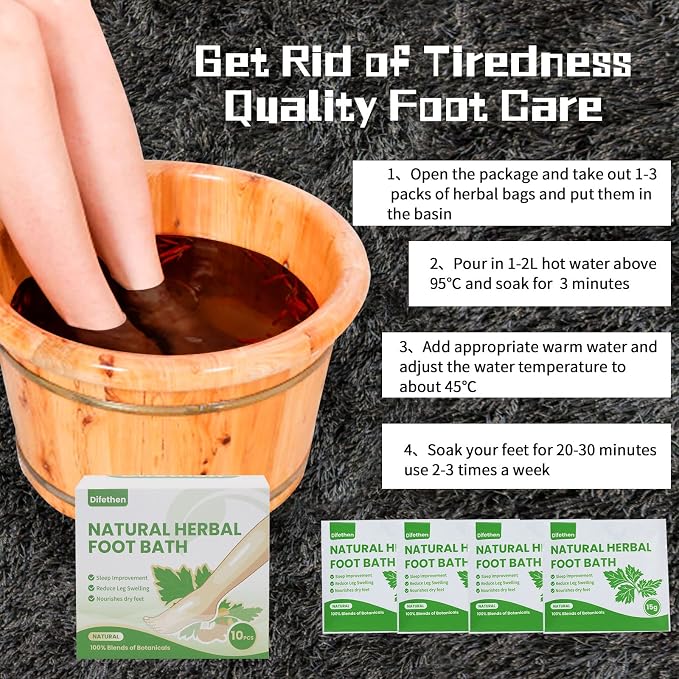 Natural Mugwort/Wormwood Herbal Foot Soak, Lymphatic Ginger Foot Bath Bag - Image 7