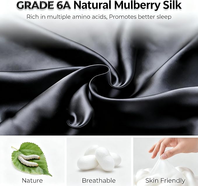 100% Mulberry Silk Sleep Mask for Women & Men – 22 Momme 6A Grade, 3D Contoured - Image 3