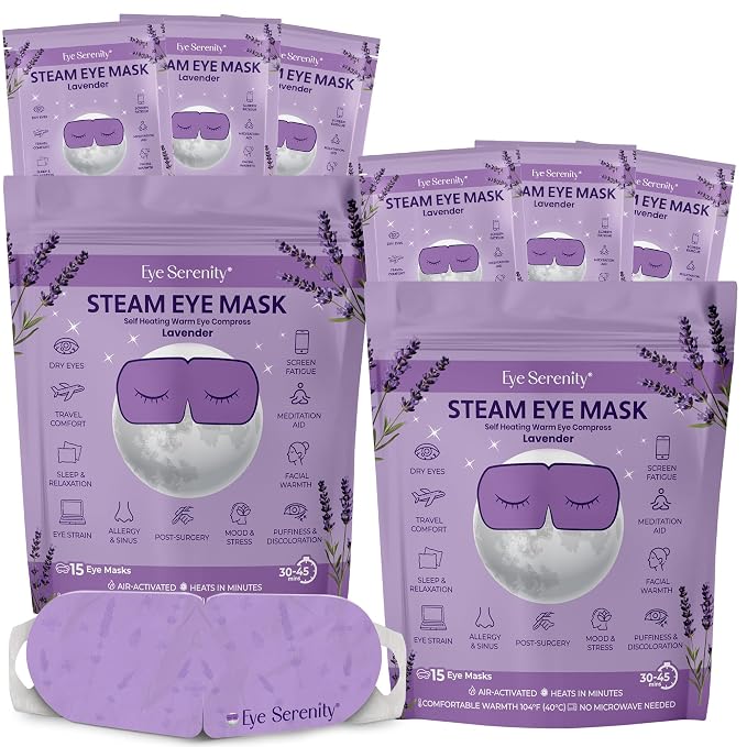 Lure Essentials Steam Eye Mask, Heated Eye Mask, Self Heating Warm Compress by LureEssentials