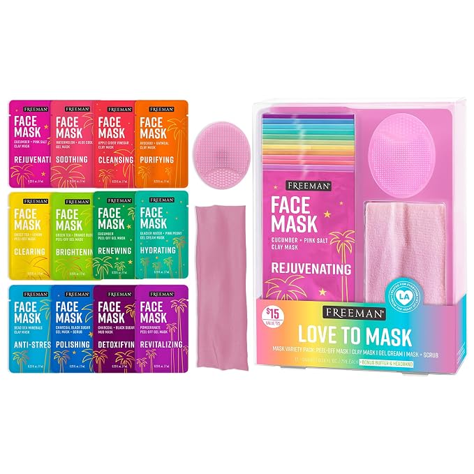 Freeman 14 Piece Love To Mask Variety Pack, Facial Masks by Freeman