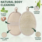 SAMEBUTECO 4 Pack Natural Loofah Exfoliating Body Scrubber Pads, Large Size - Image 2