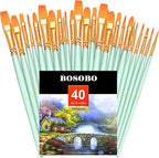 BOSOBO Paint Brushes Set, 4 Pack 40 Pcs Round Pointed Tip Paintbrushes Nylon by ArtistPaintBrushesSet
