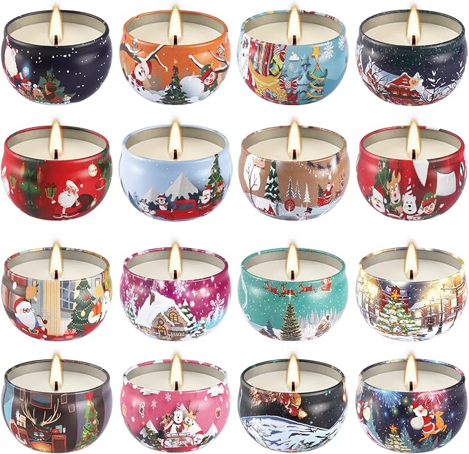 16Pack Christmas Scented Candles Gift- Aromatherapy Candle-Soy Wax-Long Lasting - Image 4