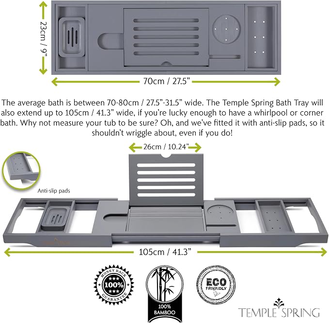 Temple Spring Bamboo Bathtub Tray Caddy - Image 3