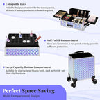 3 in 1 Rolling Makeup Train Case Professional Large Cosmetic Trolley - Image 6