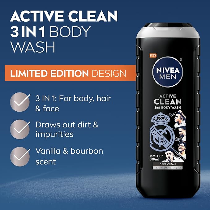 NIVEA MEN Real Madrid Limited Edition Design Active Clean Body Wash - Image 3