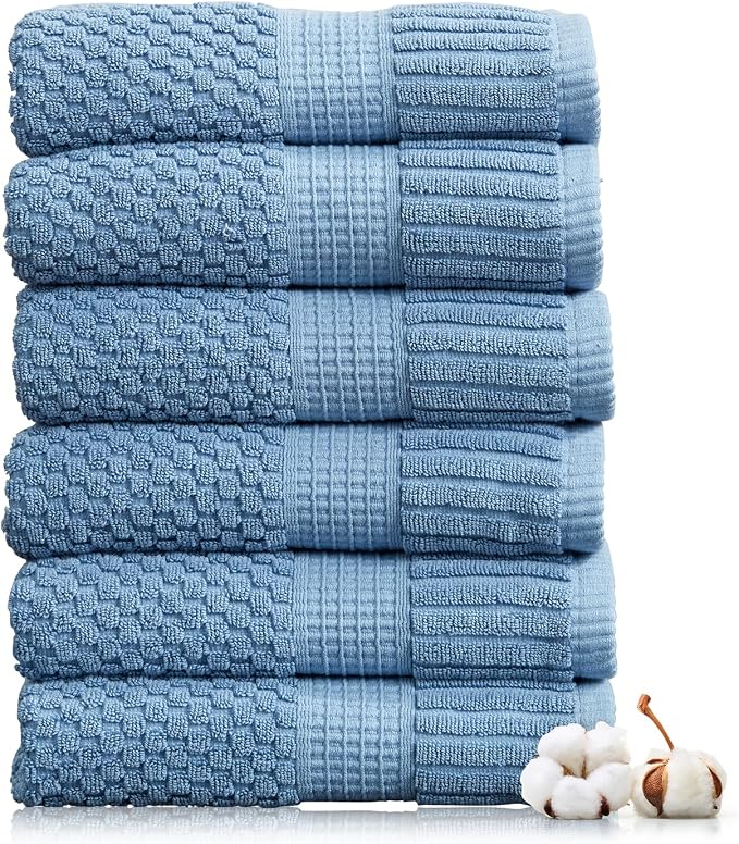 NY Loft 100% Cotton Hand Towel 6 Pack | Super Soft & Absorbent Quick-Dry Hand by NYLoft
