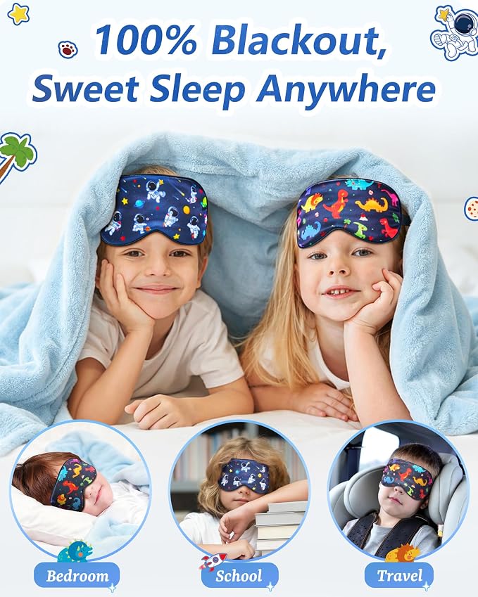 BeeVines Kids 100% Real Mulberry Silk Sleep Mask 2 Pack, Original Design Pure - Image 8