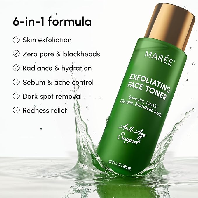 MAREE Exfoliating Toner with Salicylic Acid – AHA BHA Face Exfoliant & Pore - Image 3