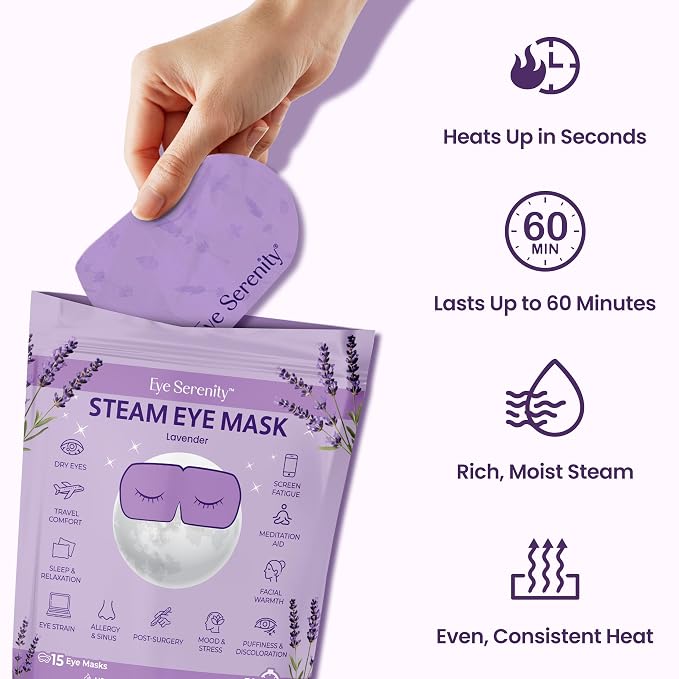 Eye Serenity Steam Eye Mask, Heated Eye Mask, Self Heating Warm Compress - Image 3