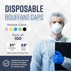Medical Nation 21" Disposable Bouffant Caps | Pack of 100, Non-Pleated Head - Image 3