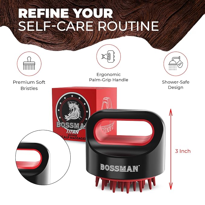 Bossman Titan Shower Scalp Massager – Scalp Exfoliator Brush – Ergonomic - Image 2