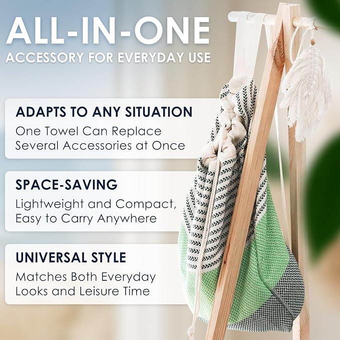 ATANI Turkish Beach Towel, Converts to a Bag, Oversized 100% Cotton Bath Towels - Image 7