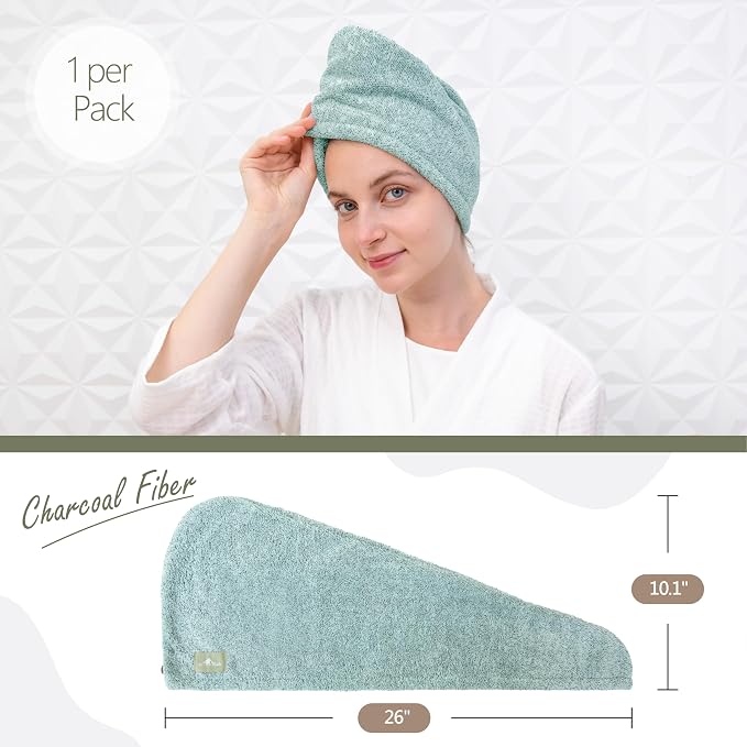 myHomeBody Hair Towel Wrap, Luxury Quick Drying Turban, Ultra Soft Absorbent - Image 3