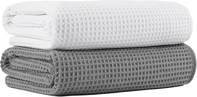 MICROFI New Microfiber Waffle Bath Towels, 2 Pieces, Fast Drying, Lint Free 430 by Unknown