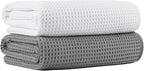 MICROFI New Microfiber Waffle Bath Towels, 2 Pieces, Fast Drying, Lint Free 430 by Unknown
