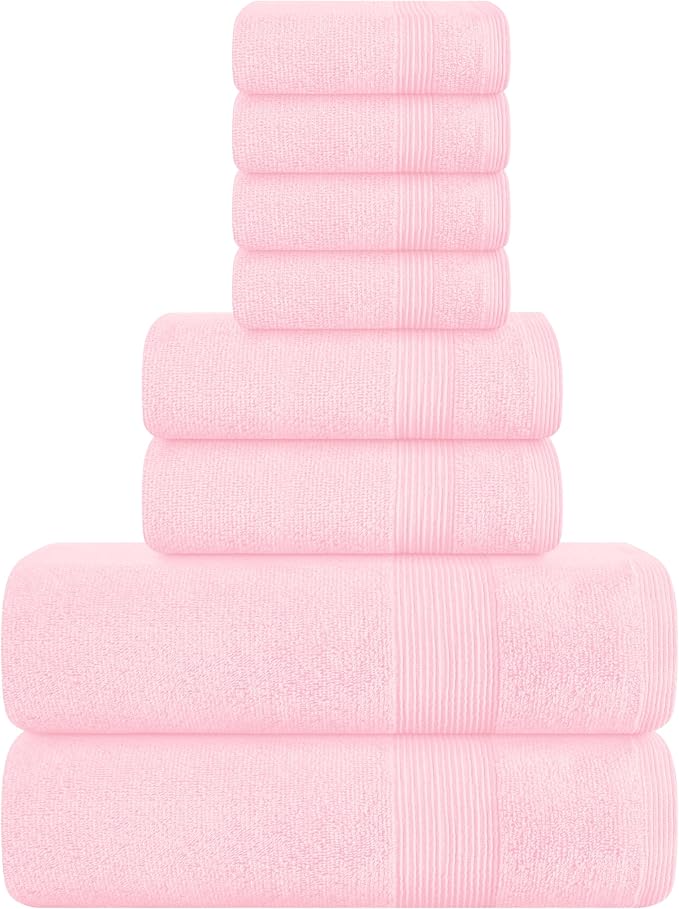 Belizzi Home 8 Piece Towel Set 100% Ring Spun Cotton, 2 Bath Towels 27x54 by Unknown