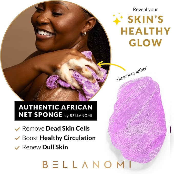 BELLANOMI African Exfoliating Net Sponge, Authentic African Bath Sponge - Image 5