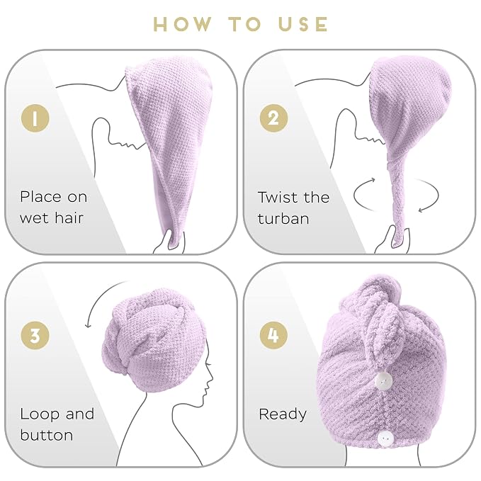 SimpleField 2 Pack Microfiber Hair Towel Wrap - Image 6