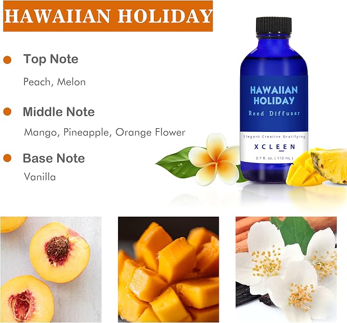 Xcleen Reed Diffuser Set for Home| 3.7 Oz Hawaiian Holiday Fragrance Diffuser | - Image 3