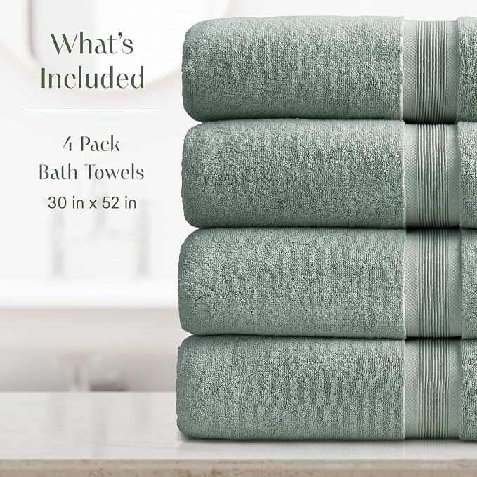 Springtree Home Luxury Bamboo Rayon Bath Towel Set of 4 | 35% Bamboo Rayon - Image 2