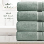 Springtree Home Luxury Bamboo Rayon Bath Towel Set of 4 | 35% Bamboo Rayon - Image 2