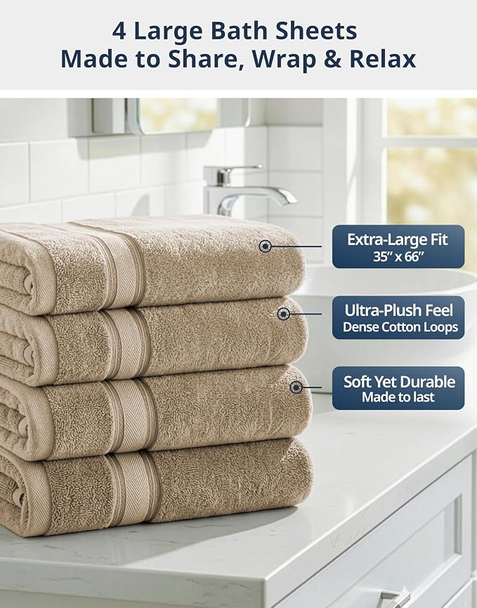 LANE LINEN 100% Cotton Large Bath Towels - Image 4