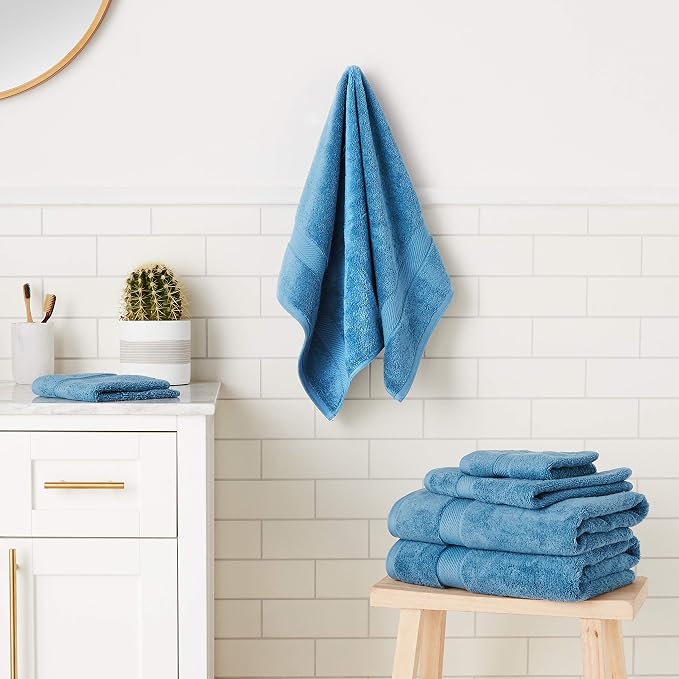 SUPERIOR Solid Egyptian Cotton Towel Set, Washcloths 13” x 13”, Hand Towels 20” - Image 13