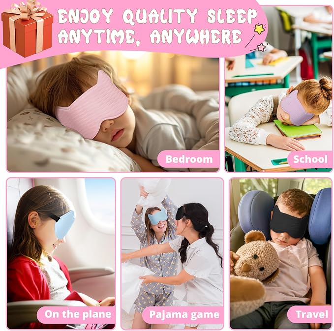 Kids Sleep Mask Eye Mask: 3D Contoured Cup Sleeping Masks, Blindfold - Image 6