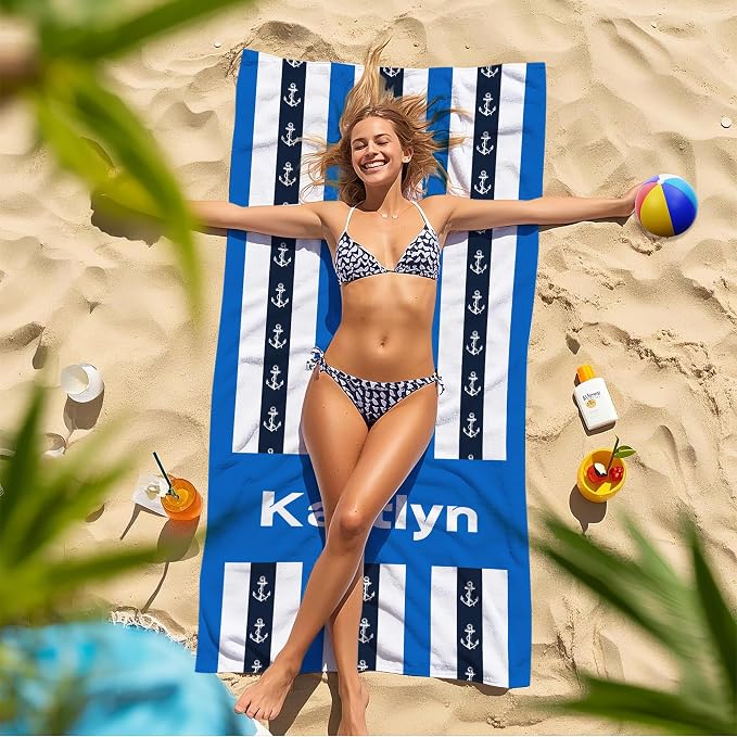 JML Custom Beach Towel with Name, Personalized Microfiber Beach Towel with Name - Image 7