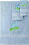 3 Pcs Hydrangea Floral Bathroom Towel Set Farmhouse Embroidered Hydrangea by Unknown
