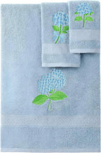 3 Pcs Hydrangea Floral Bathroom Towel Set Farmhouse Embroidered Hydrangea by Unknown