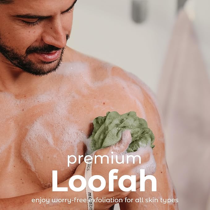 MainBasics Bath Shower Loofah Sponge Pouf Body Scrubber Exfoliator Body Wash - Image 2