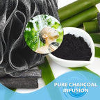 SHOWER BOUQUET Loofah-Charcoal Bath-Sponge-4-Pack // Extra-Large 75g Soft Mesh - Image 5