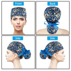 Scrub Caps Women Bouffant Scrub Hats Caps Nurses, Adjustable Working Cap - Image 2