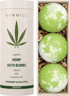 Organic Hemp Bath Bombs Infused Peppermint Eucalyptus Essential Oil Luxurious by NewMiuz