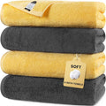 SEMAXE 4 Piece Yellow & Gray Bath Towel Set by SEMAXE