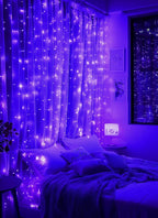 Brightown 300 LED Purple Fairy Curtain Lights, 9.8ft x 9.8ft String Lights - Image 4