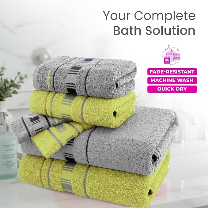 CASA COPENHAGEN X Line 6Pcs 100% Egyptian Cotton Large Designer Towels Gift - Image 2