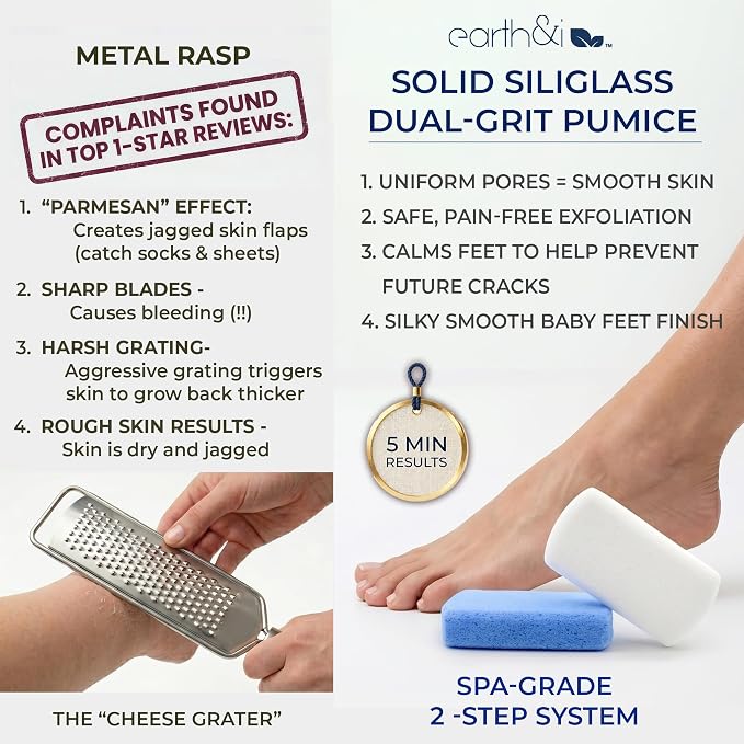Earth & I Pumice Stone for Feet – 4-Pack Callus Remover Set | 2 Coarse + 2 Fine - Image 8
