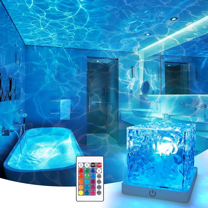 Rechargeable Shower Light No Wiring, 16 Color Changeable Ocean Wave Projector by Unknown