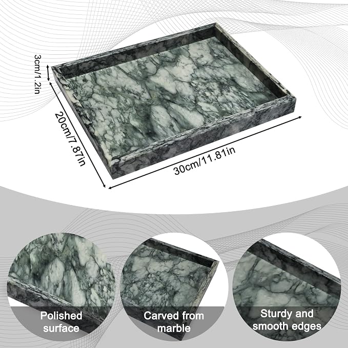 Pure Natural Marble Tray for Bathroom, Sink. Cosmetics, toiletries, etc. can be - Image 2