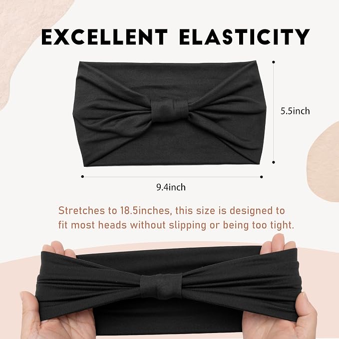 2 Pack Black Wide Headbands for Women - Image 2