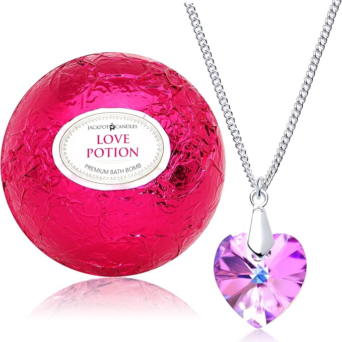 Love Potion Bath Bomb with Necklace Created with Crystal Extra Large 10 oz. - Image 3
