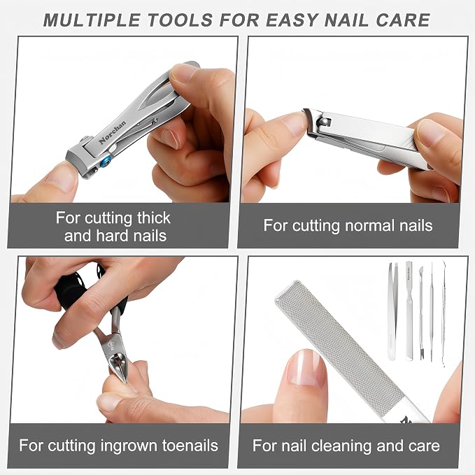 Nail Clippers Kit, 8-Piece Stainless Steel Toenail & Fingernail Clipper - Image 3
