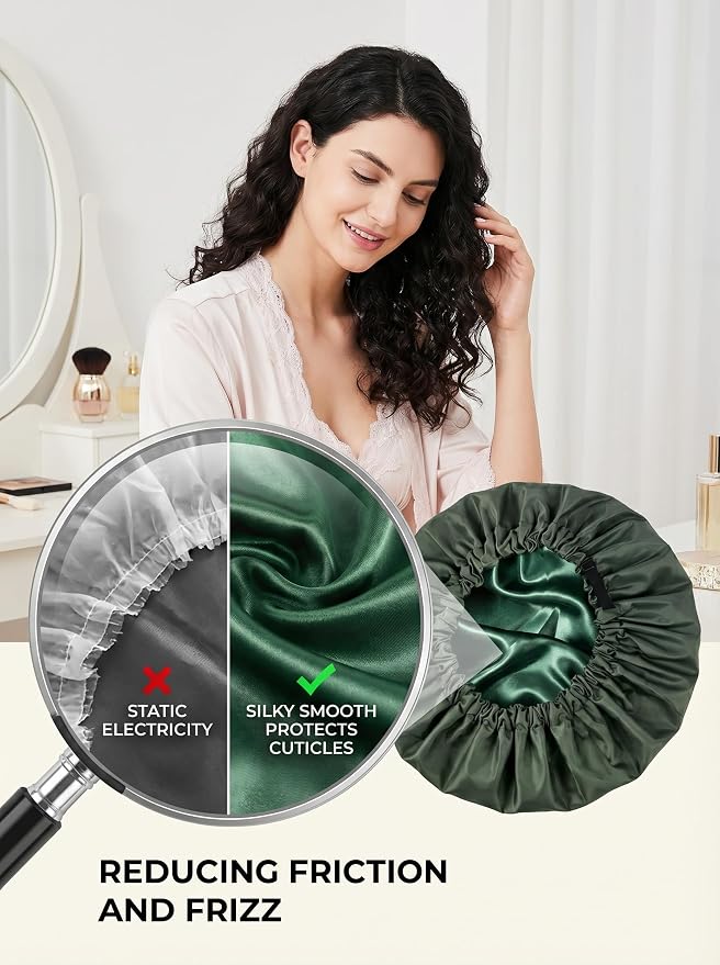 Aquior Shower Cap for Women, Extra Adjustable Shower Caps for Women - Image 8