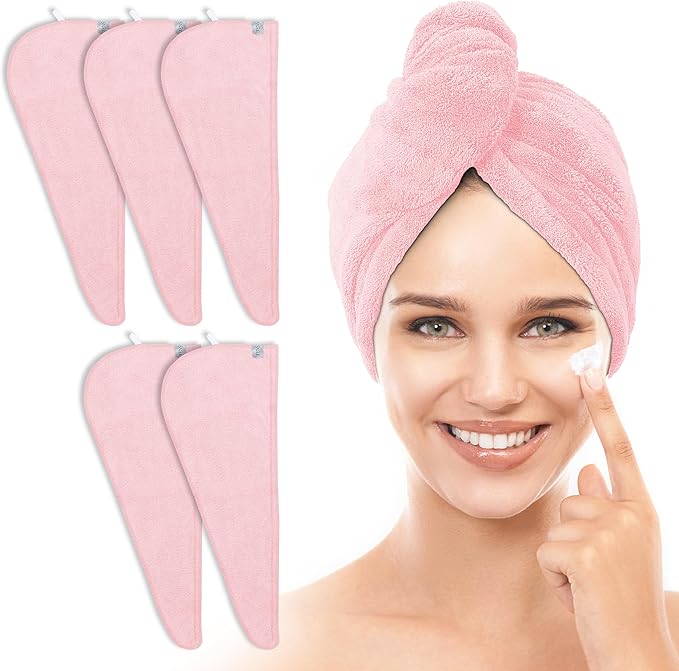 TENSTARS 5 Pack Thicken Microfiber Hair Towel Wrap by TENSTARS