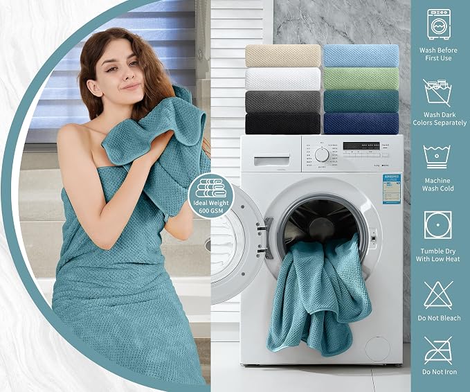 Extra Large Bath Towel Set of 4, Oversized Bath Sheet Super Soft Highly - Image 5