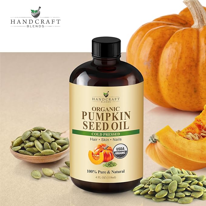 Handcraft Blends Cold-Pressed Organic Pumpkin Seed Oil in Glass Bottle - Image 3