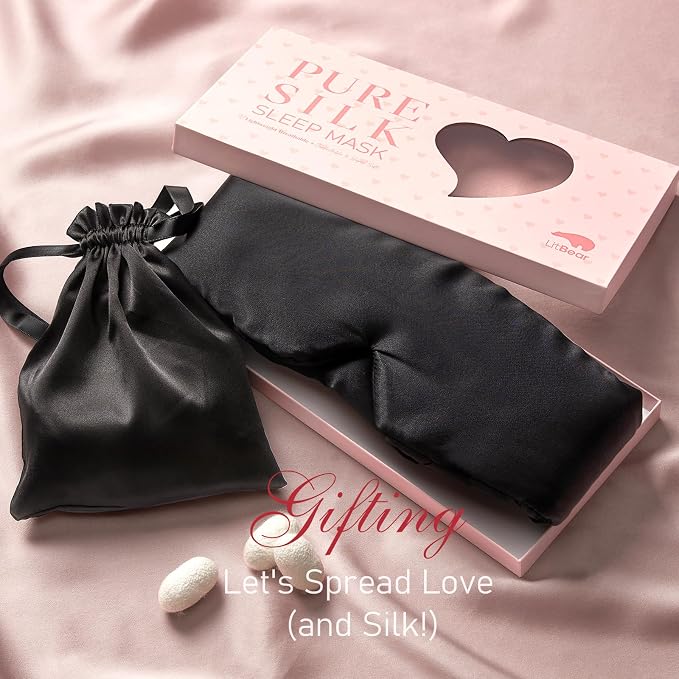 LitBear Silk Sleep Mask for Side Sleeper, Eye Mask Sleeping for Women Men 100% - Image 7